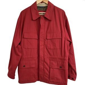 RFT By Rainforest Men’s Sz L Raincoat Parka Red Length 32 Cotton/Nylon Shell NWT